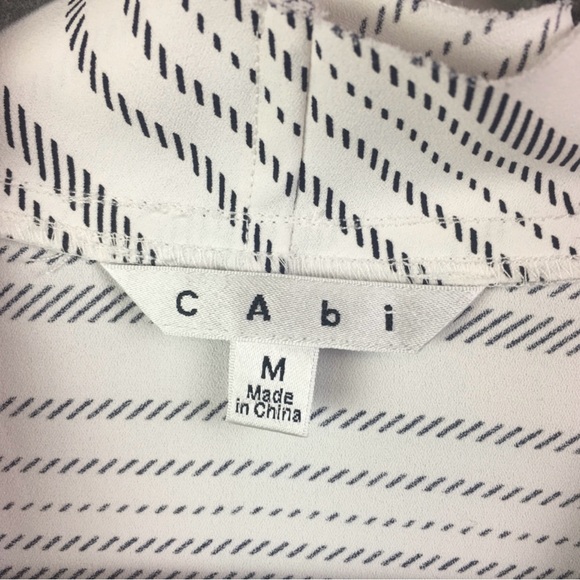 CABI #236 Madeleine White+Black Striped Top sz M - Picture 5 of 5